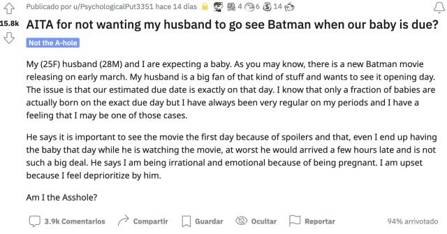 Hombre prefiere ir al estreno de The Batman que al nacimiento de su hijo