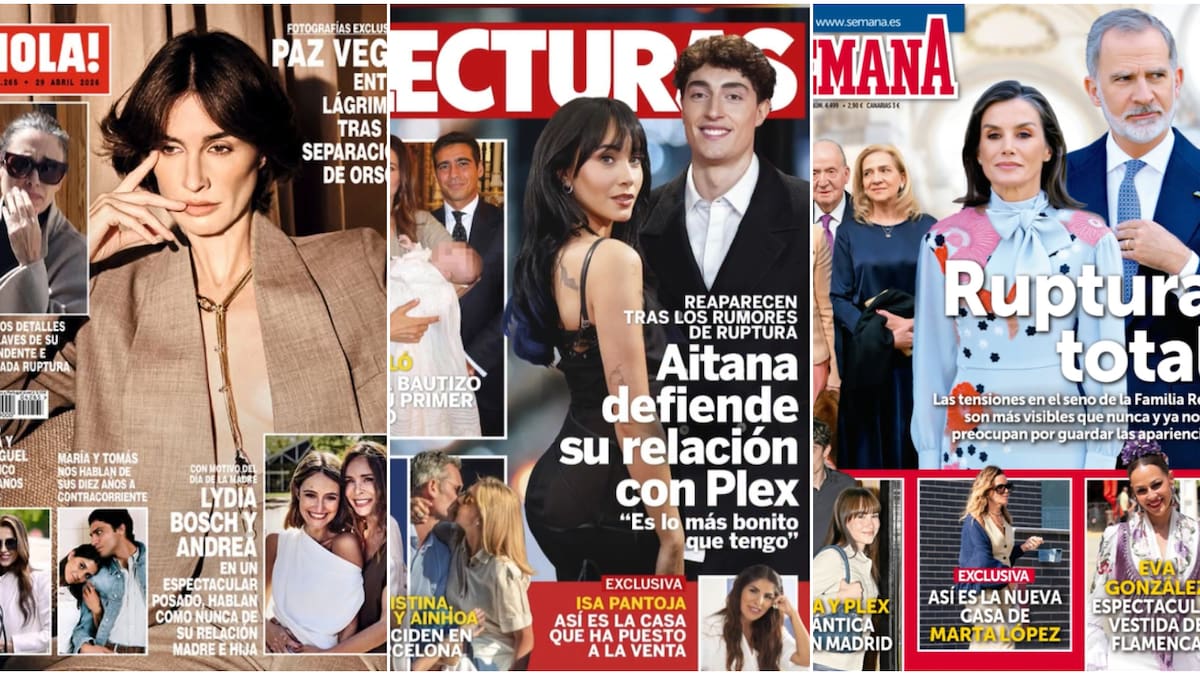 Las portadas de las revistas del corazón del miércoles 22 de abril: cisma en la Familia Real, la ruptura de Paz Vega, Aitana y Plex