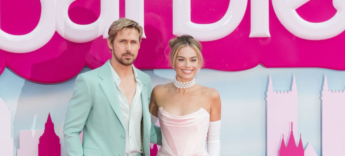 Margot Robbie (R) and Ryan Gosling attend the European premiere of ‘Barbie’ at the Cineworld Leicester Square in London, United Kingdom on July 12, 2023. Wiktor Szymanowicz/Anadolu Agency via Getty Images