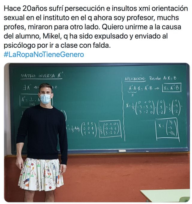 Maestros en toda España se han unido a la causa de dar clase en falda