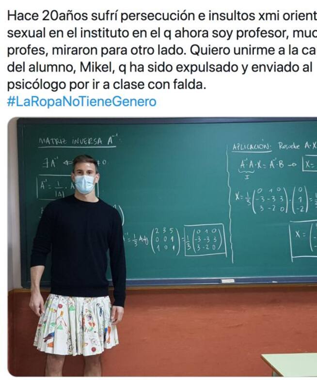 Maestros en toda España se han unido a la causa de dar clase en falda