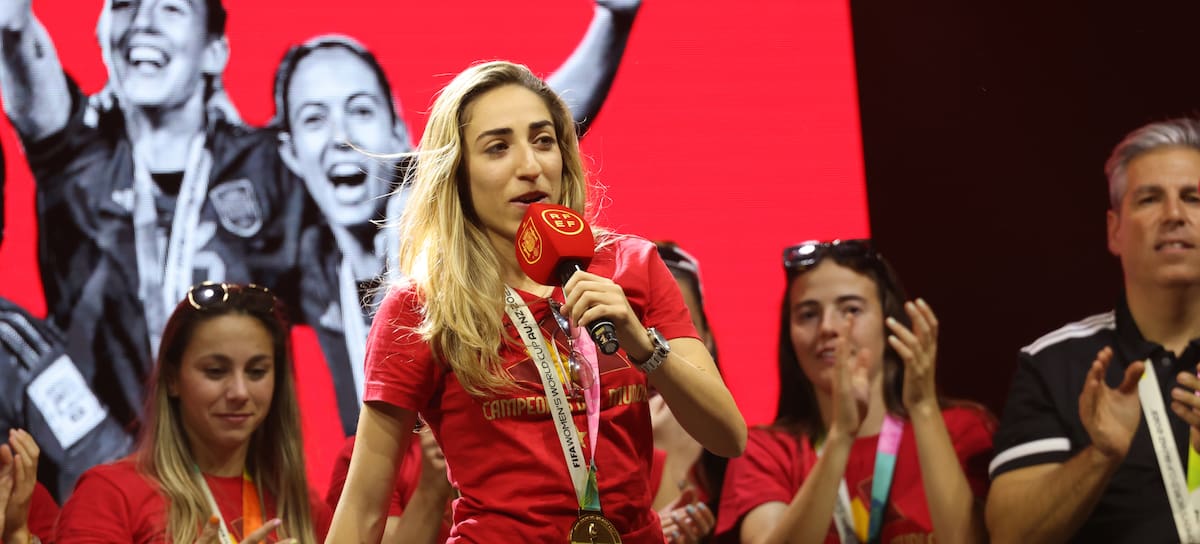 Olga Carmona en la celebración en Madrid del Mundial de Fútbol femenino 2023.