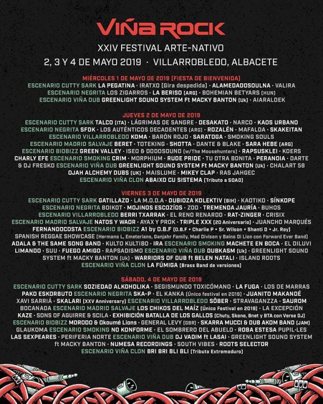 Cartel del Viña Rock 2019 por días