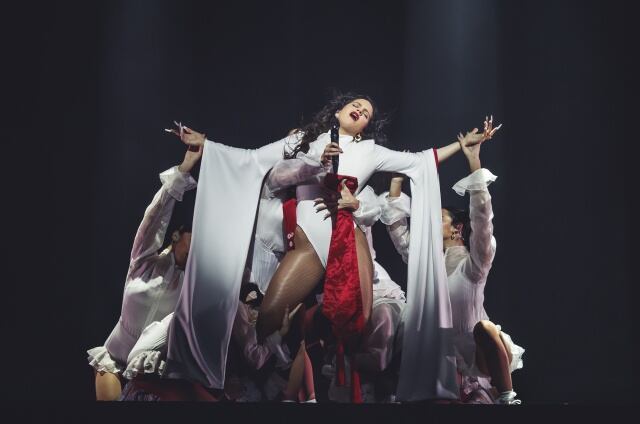 Rosalía durante su concierto en el WiZink Center de Madrid