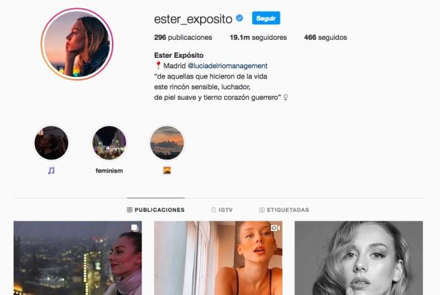 Cuenta oficial de Ester Expósito