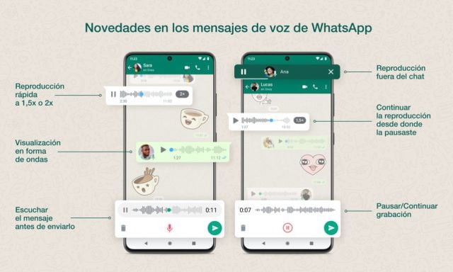 Whatsapp mejora los mensajes de voz.