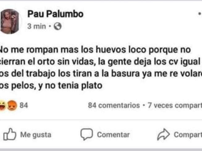 Pau Palumbo responde a las críticas por usar un CV como plato