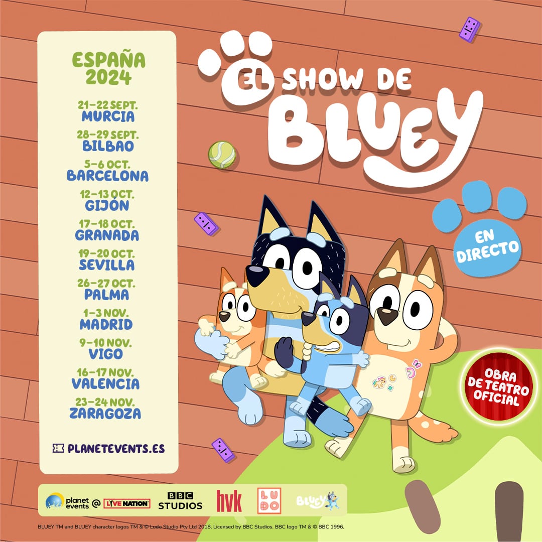 Cartel de la gira de &#039;El show de Bluey&#039; en España.