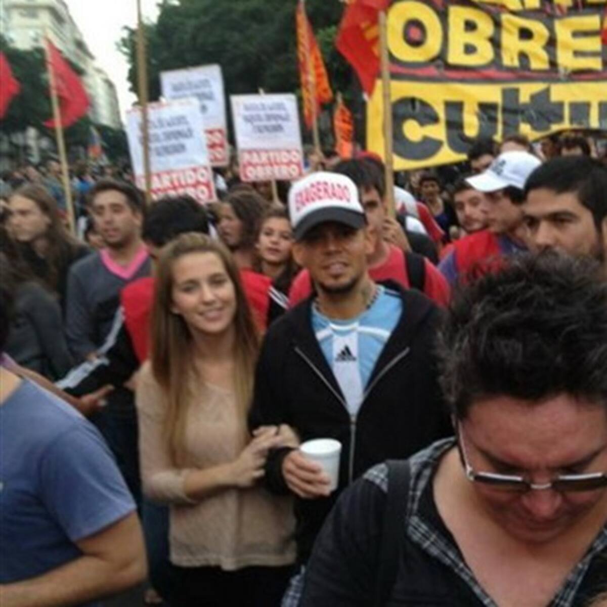 René en la marcha de Plaza de Mayo