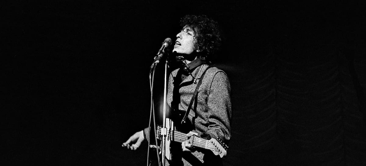 Bob Dylan, en concierto en Filadelfia (EEUU), en febrero de 1966.