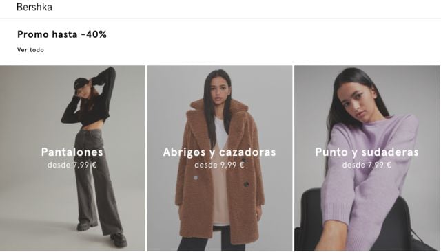 Web de Bershka Black Friday 2020.