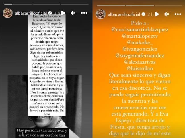 Alba Carrillo responde a Jorge Pérez