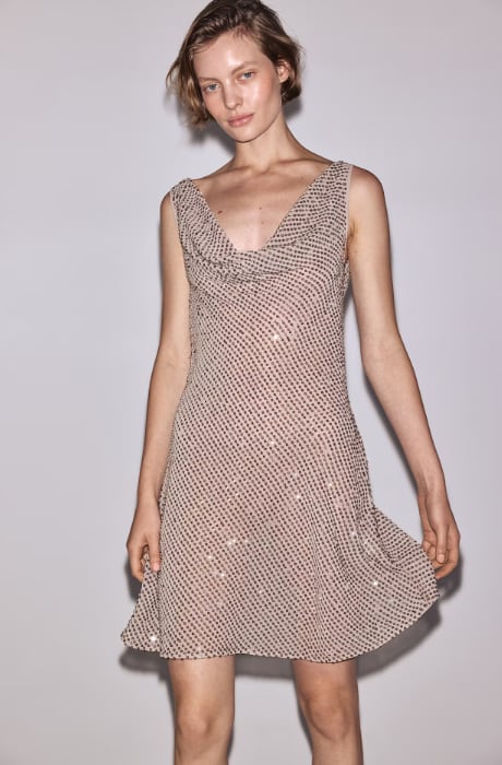 Vestido nude de brillo H&M