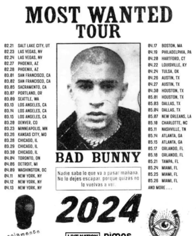 Bad Bunny anuncia su tour “Most Wanted” para el 2024