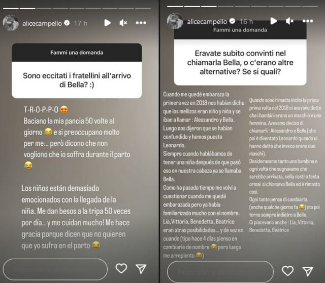 Alice Campello responde a las preguntas sobre su embarazo.