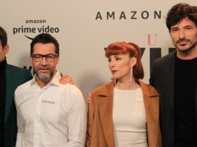 (De izq a der) El torero José María Manzanares, el chef Quique Dacosta, la actriz y cantante Najwa Nimri y el actor y modelo Adrés Velencoso durante la presentación de 'Una vida, una cena', de Amazon Prime Video