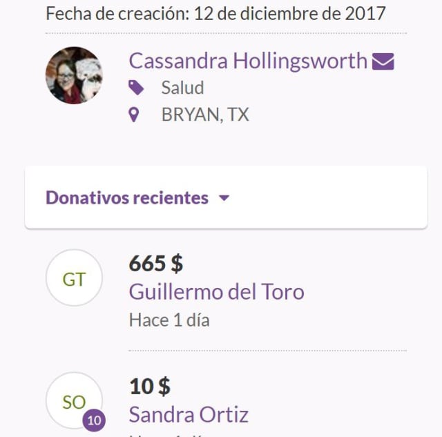 Donativo de Guillermo Del Toro a Cassandra