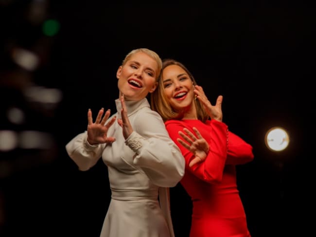 Soraya y Chenoa en el rodaje de 'Rompecabezas'