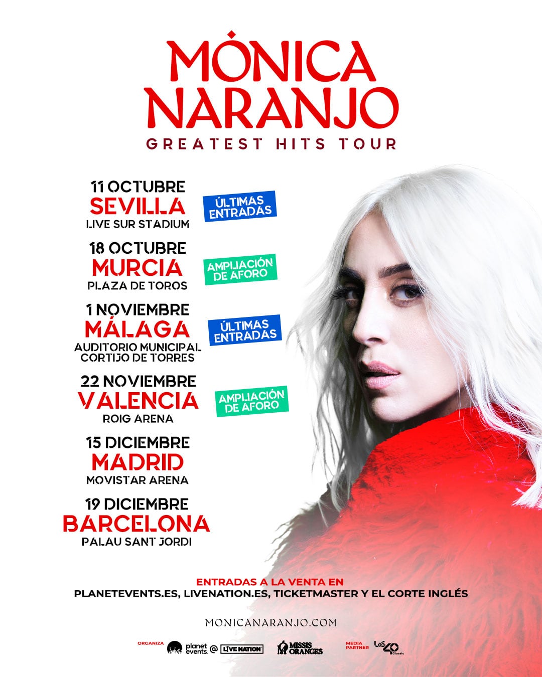 Mónica Naranjo anuncia su ‘Greatest hits tour’
