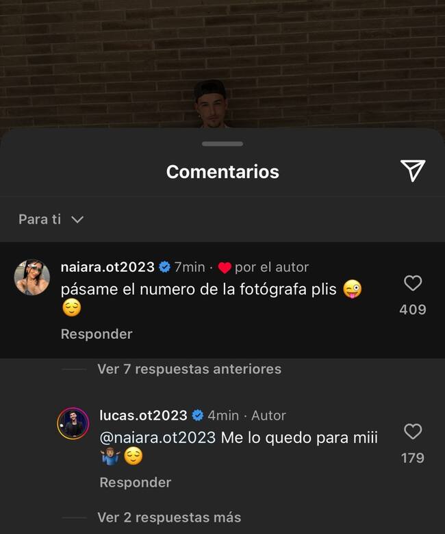 Lucas responde a Naiara en Instagram