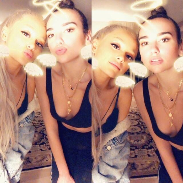 Ariana Grande y Dua Lipa en una publicación de Instagram