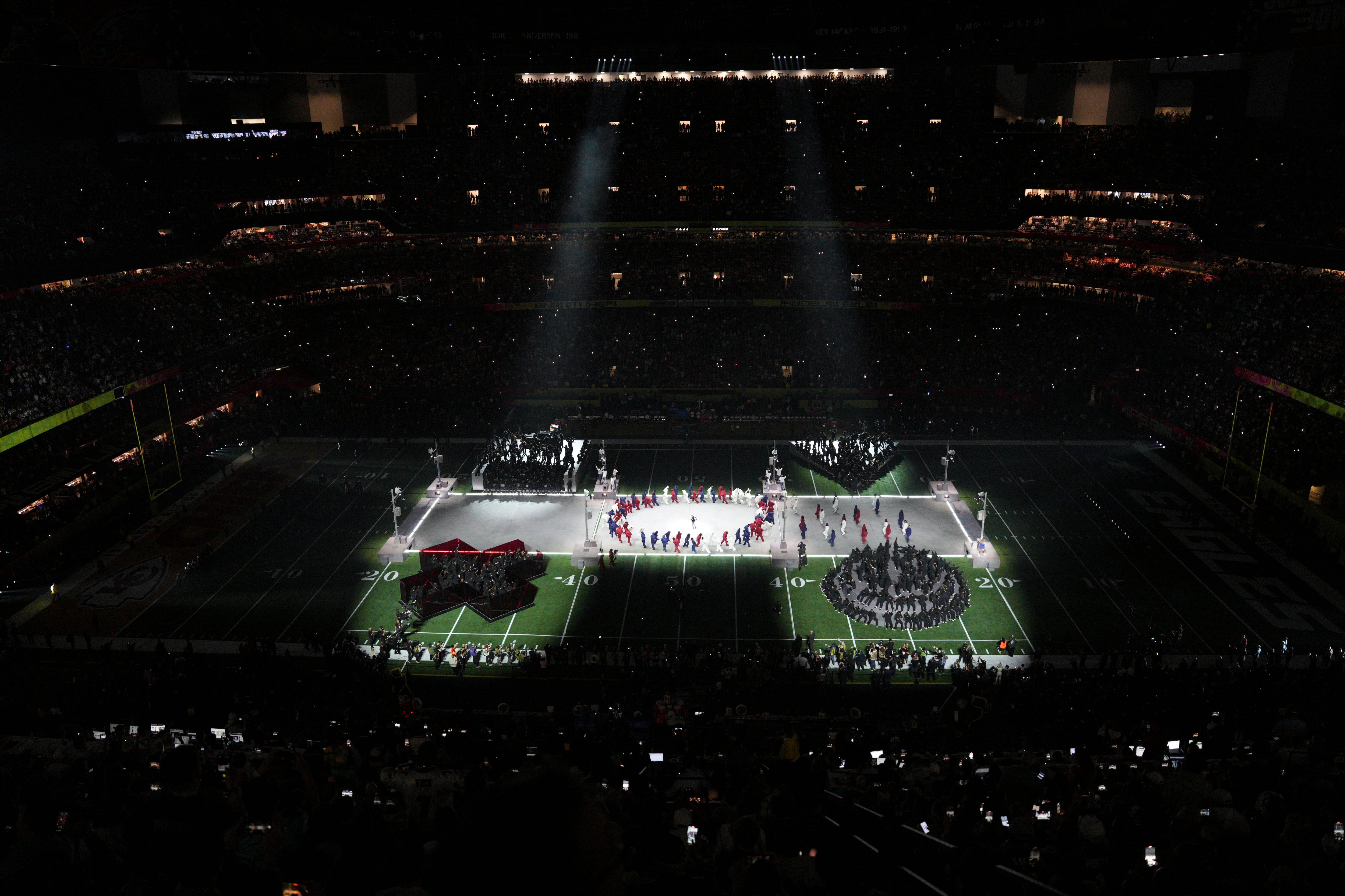 Escenario de la actuación de Kendrick Lamar en la Super Bowl 2025