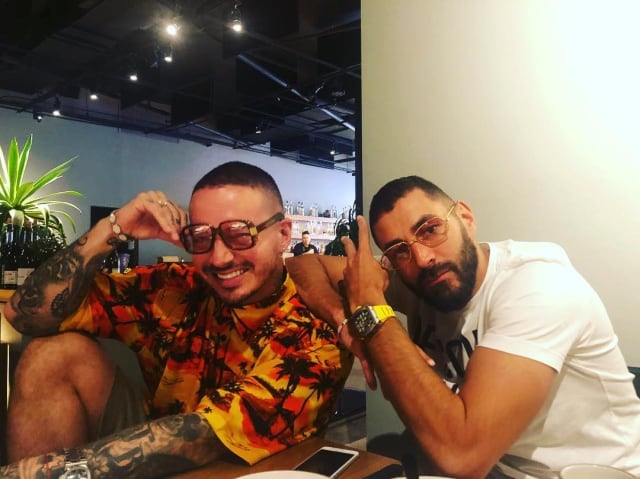 J Balvin junto a Karim Benzema en Nueva York