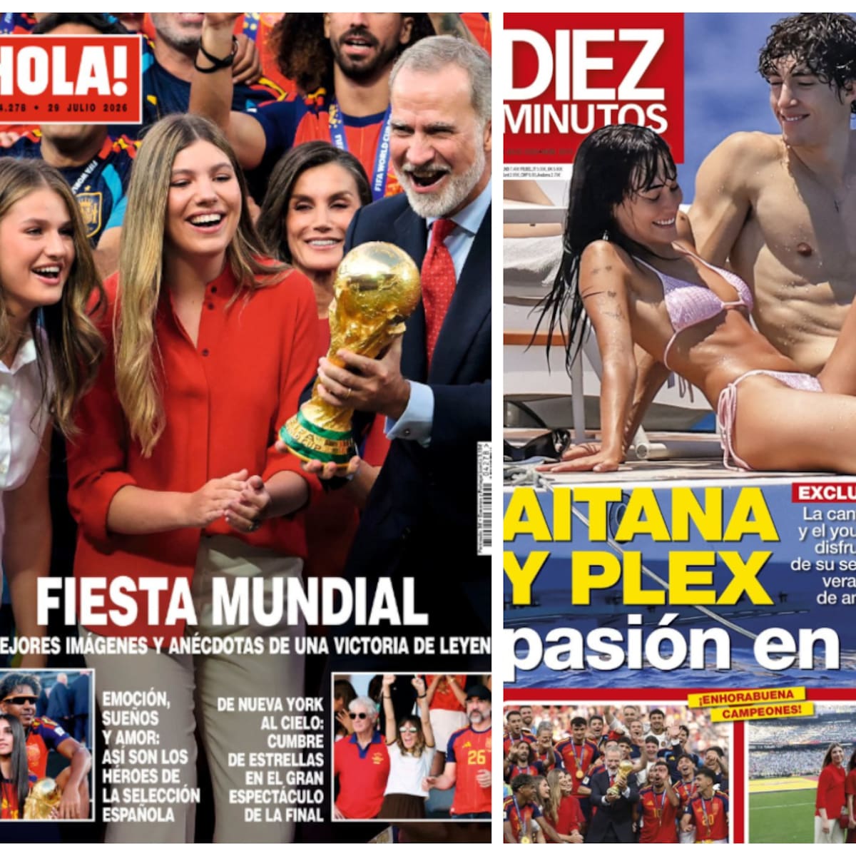 Las portadas de las revistas del corazón del miércoles 22 de julio: las vacaciones de Plex y Aitana, Ferrán Torres y la Familia Real