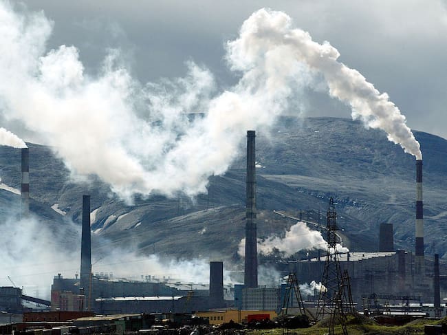 Una refinería de níquel en Norilsk, Russia.