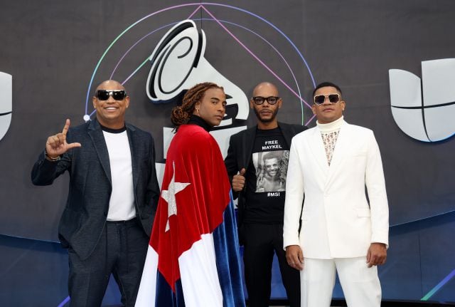 Alexander Delgado y Randy Malcom (Gente de Zona), El Funky, Yotuel Romero y Descemer Bueno en los Grammy Latinos 2021.