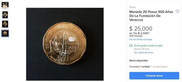 Moneda conmemorativa a la fundación de Veracruz