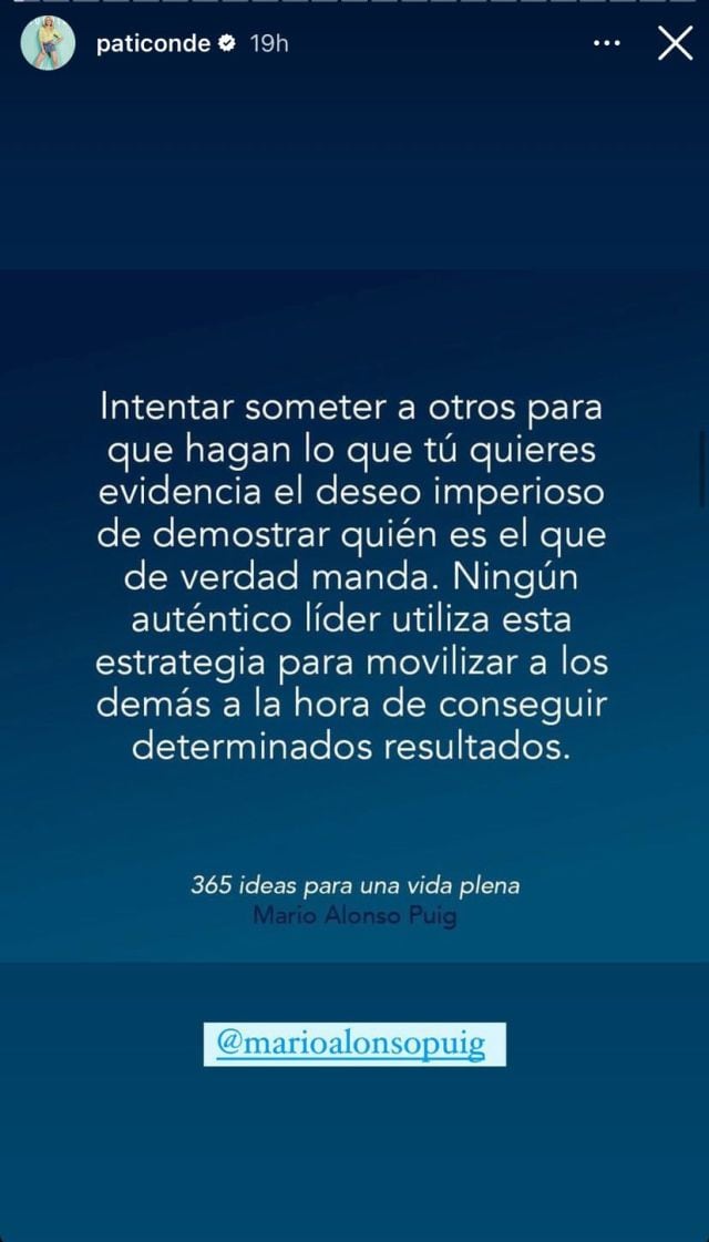 Mensaje reflexivo de Patricia Conde.