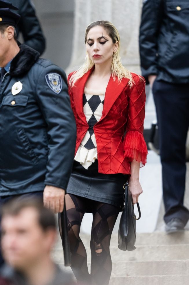 Lady Gaga como Harley Quinn en el rodaje de Joker 2.