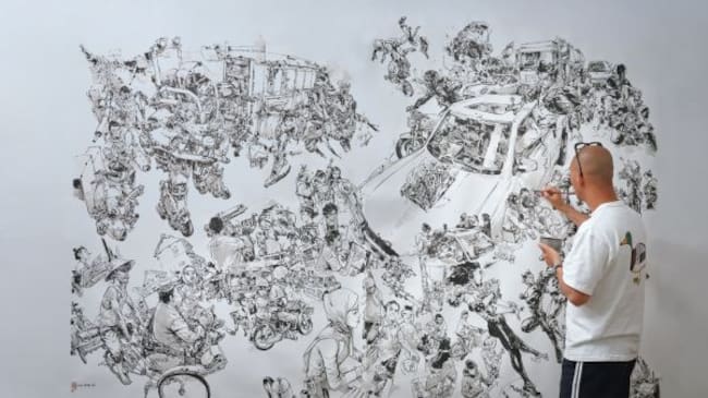 Kim Jung Gi en acción.