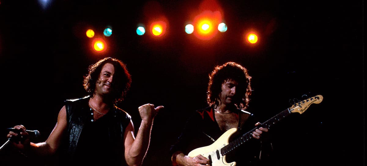 Ian Gillan y Ritchie Blackmore de Deep Purple, en concierto en Australia, diciembre de 1984.
