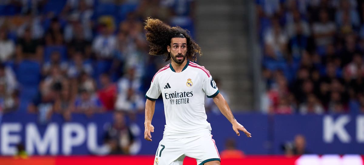 Cucurella durante el primer partido del Real Madrid.