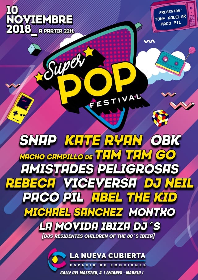 Este es el cartel del SuperPOP Festival que tendrá lugar el 10 de noviembre