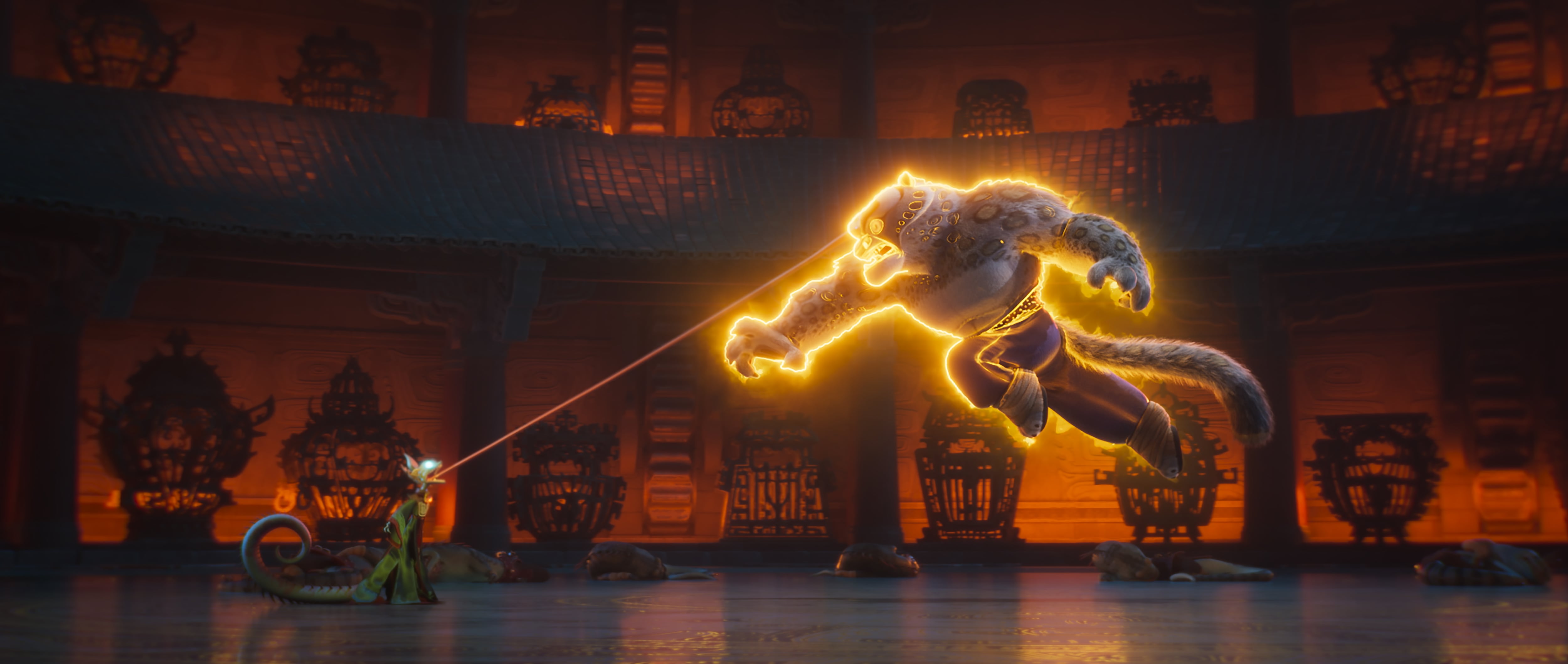 (from left) The Chameleon (Viola Davis), (right) Tai Lung (Ian McShane) in Kung Fu Panda 4 directed by Mike Mitchell. 