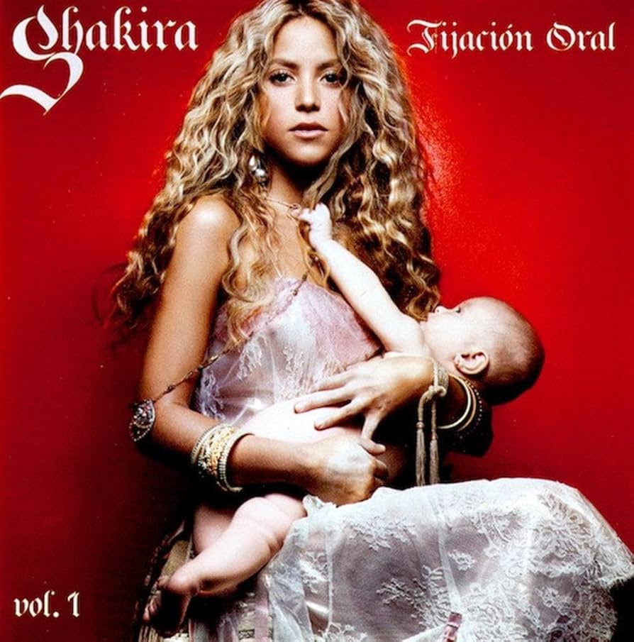 Portada del álbum 'Fijación Oral Vol. 1' de Shakira (2005).