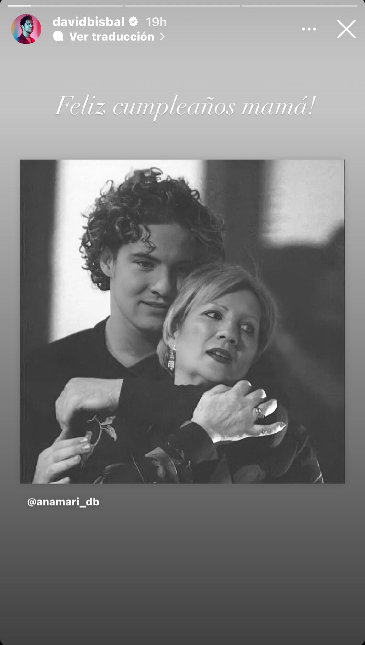 David Bisbal felicitando el cumpleaños a su madre (Instagram Stories)