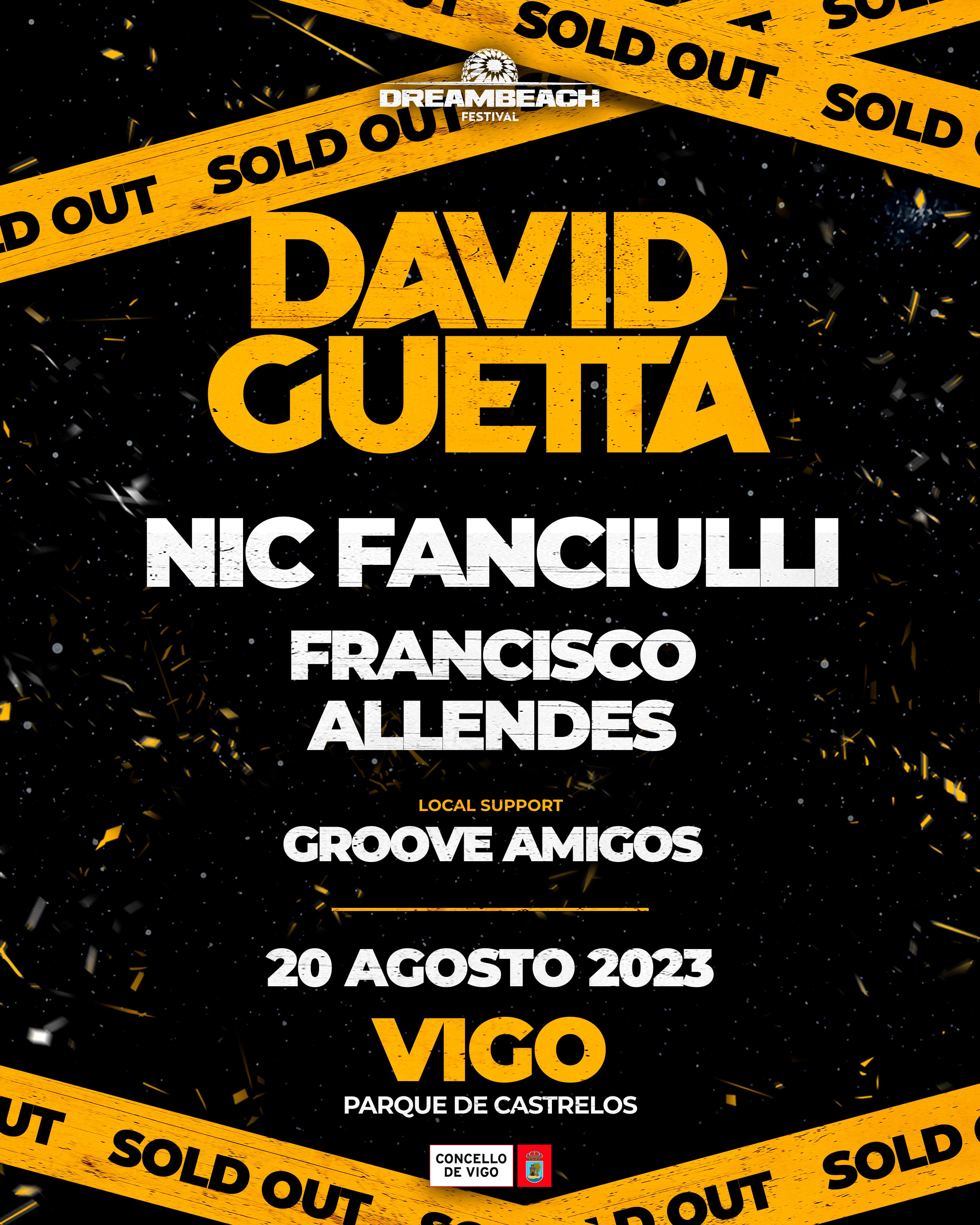 Cartel del evento de Dreambeach con David Guetta en Vigo