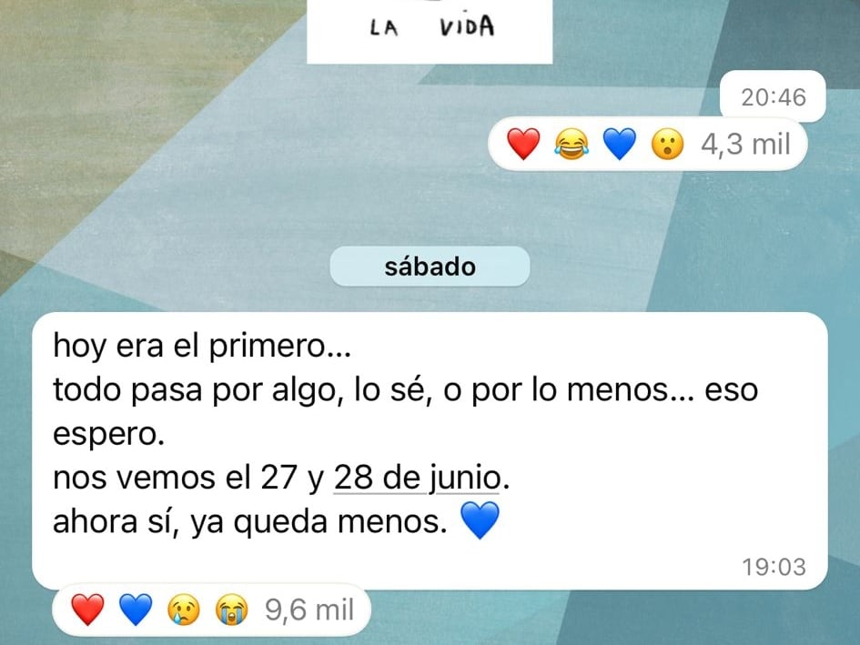 Una captura del canal de WhatsApp de Aitana