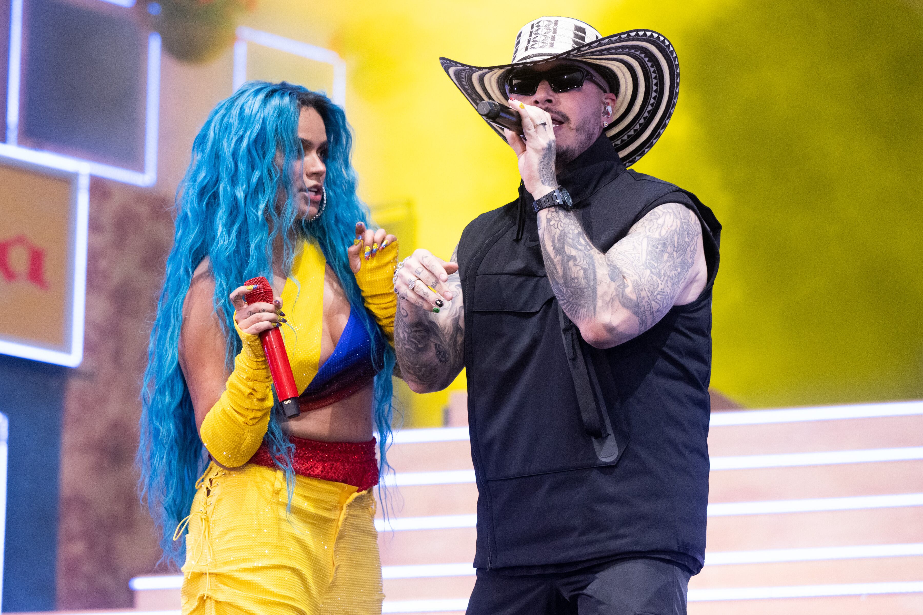 Karol G y J Balvin en 2022 en el Coachella