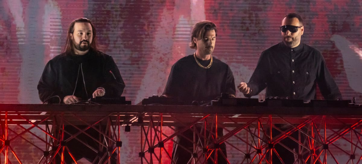 Steve Angello, Axwell y Sebastian Ingrosso (Swedish House Mafia) en un set en 2024 en Lucca (Italia)