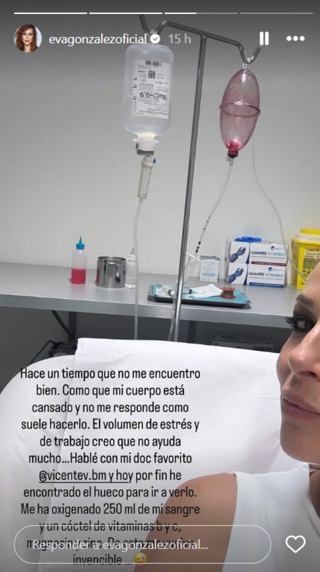 Eva González en sus stories de Instagram.