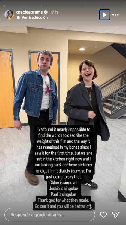 Captura del perfil de 'Instagram' de Gracie Abrams vía historias.