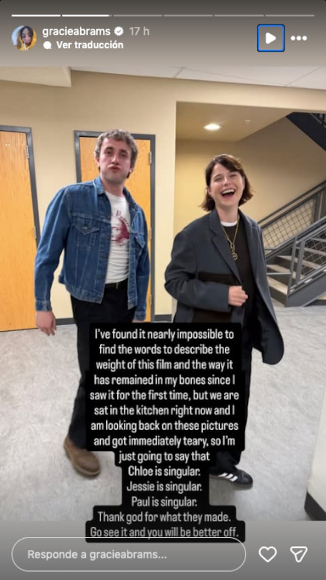 Captura del perfil de 'Instagram' de Gracie Abrams vía historias.