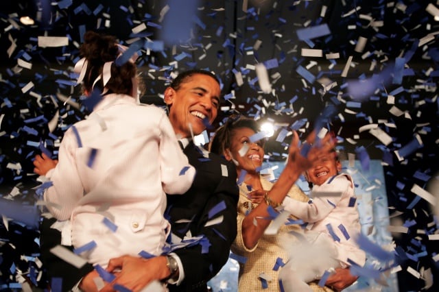 Barack, Michele y sus hijas Sasha y Malia Obama / Getty