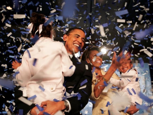 Barack, Michele y sus hijas Sasha y Malia Obama / Getty