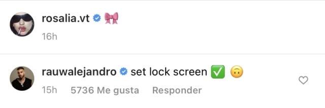 Comentario de Rauw Alejandro a Rosalía en Instagram